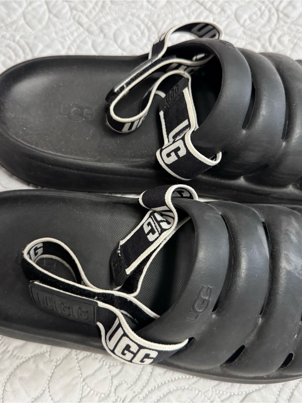 UGG Black Logo Strap Slide Sandals